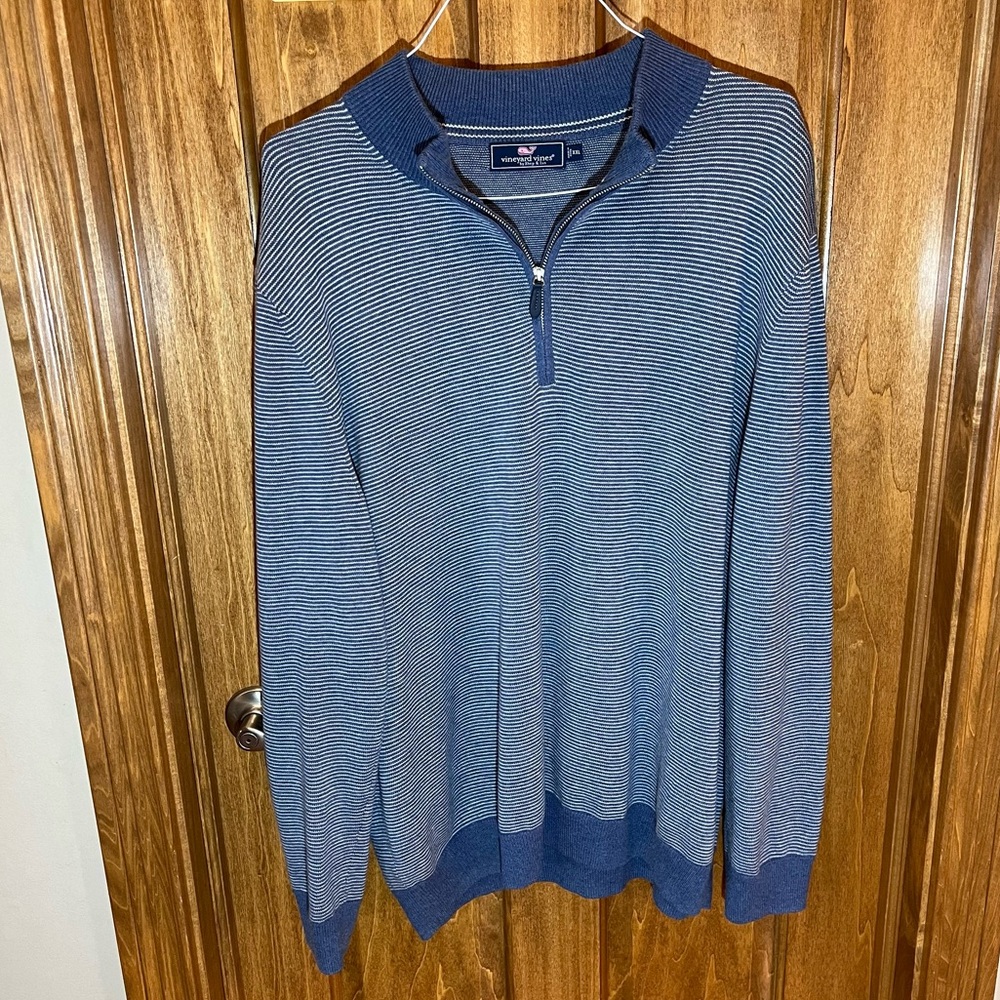 Vineyard Vines Stripped Pullover Quarter Zip Sweater